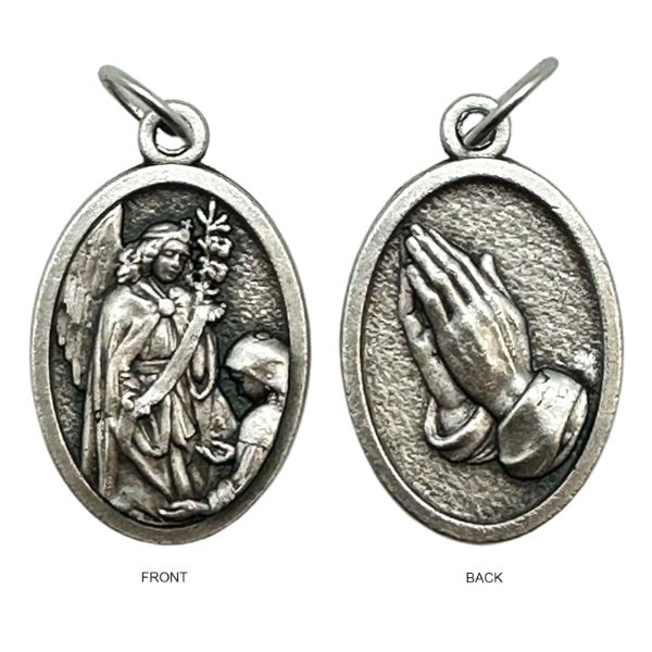 MEDAL ST GABRIEL SILVER OXIDE 22MM OVAL