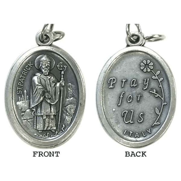 MEDAL ST PATRICK SILVER OXIDE 22MM OVAL