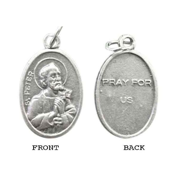 MEDAL ST PETER SILVER OXIDE 22MM OVAL