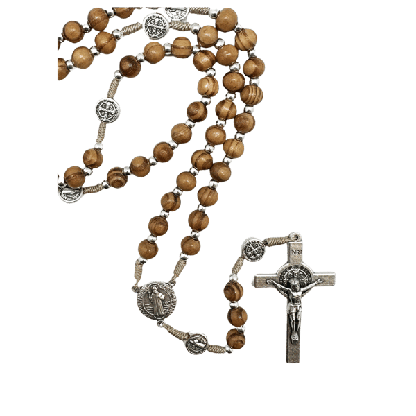 ROSARY OLIVE WOOD ST BENEDICT 6MM