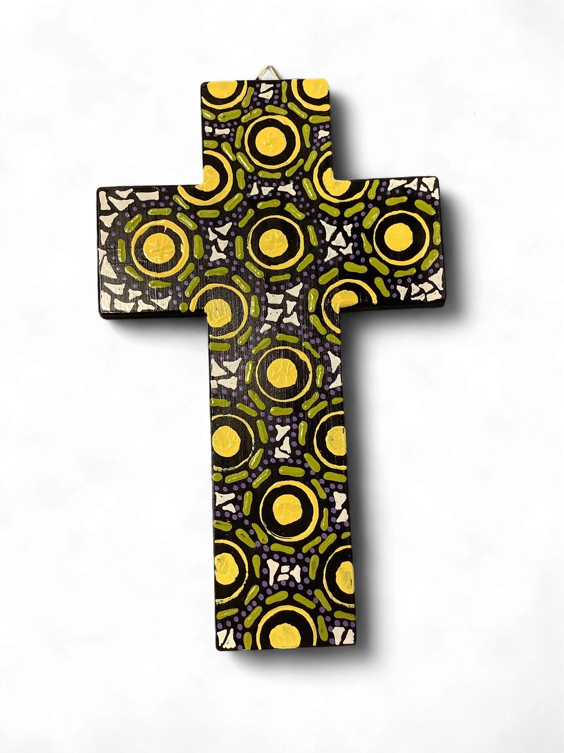 INDIGENOUS CROSS HAND PAINTED 20CM II2