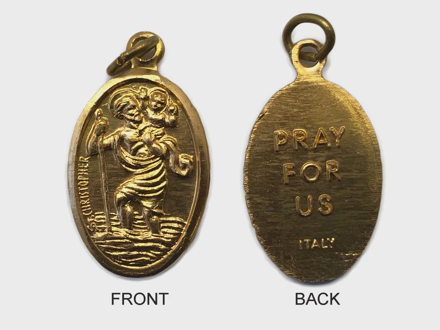 ST CHRISTOPHER GOLD ALUMINIUM MEDAL 22MM