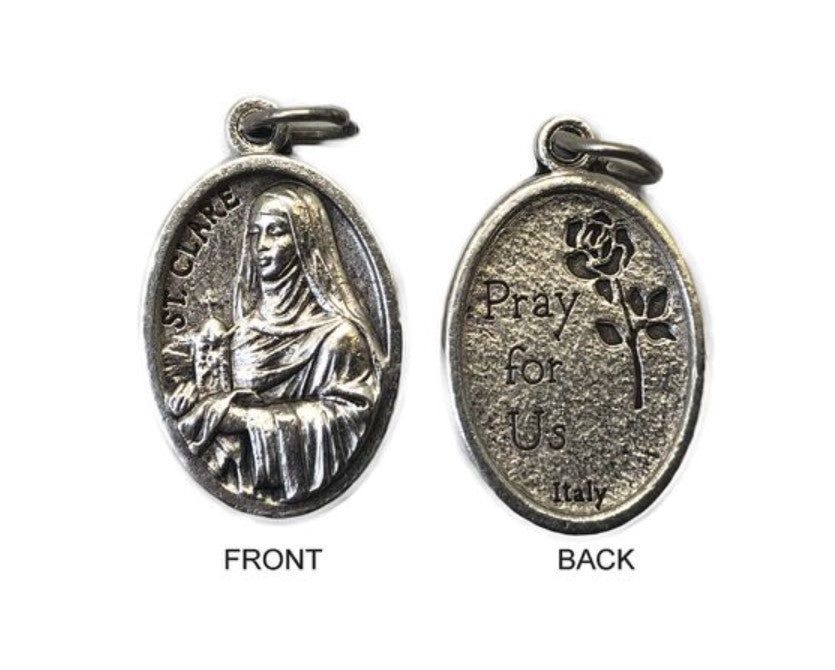MEDAL ST CLARE SILVER OXIDE 22MM OVAL