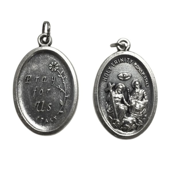 MEDAL HOLY TRINITY SILVER OXIDE 22MM OVAL