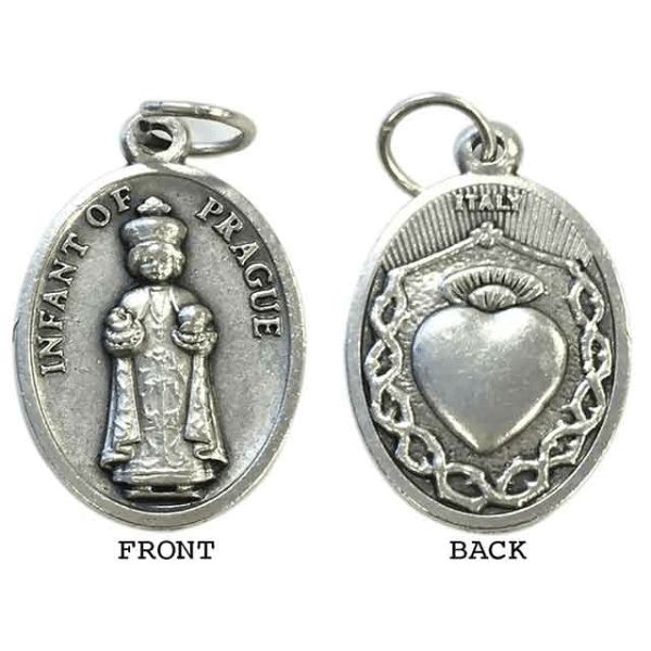 MEDAL INFANT OF PRAGUE SILVER OXIDE 22MM OVAL