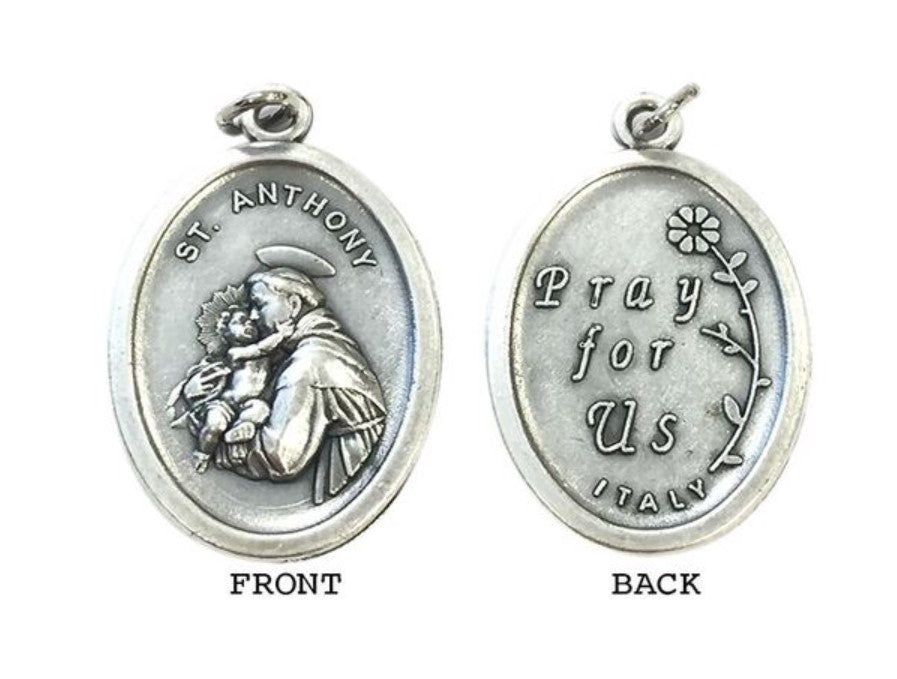 MEDAL ST ANTHONY SILVER OXIDE 22MM OVAL