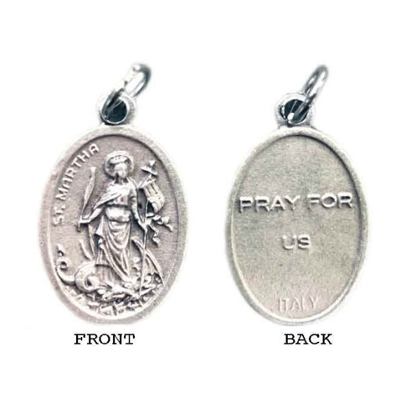 MEDAL ST MARTHA SILVER OXIDE 22MM OVAL