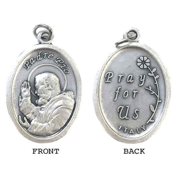 MEDAL ST PADRE PIO SILVER OXIDE 22MM OVAL