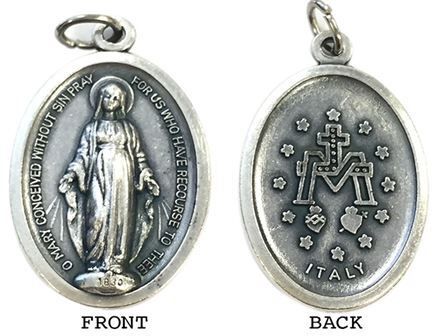MEDAL MIRACULOUS SILVER OXIDE 22MM OVAL