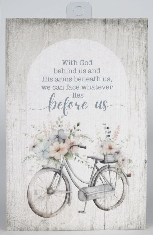 PLAQUE (MDF): WITH GOD BEHIND US - MINI BLESSINGS