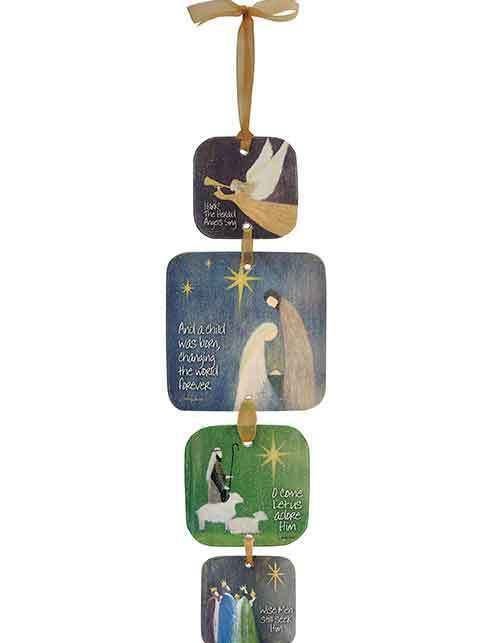 CHRISTMAS - HANGING ORNAMENT 4 PIECE NATIVITY