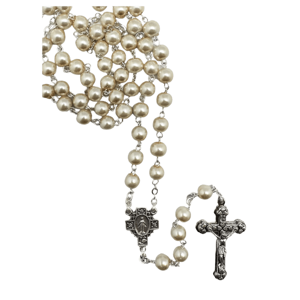ROSARY IMITATION PEARL WHITE