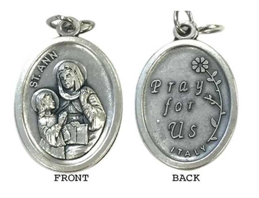 MEDAL ST ANNE SILVER OXIDE 22MM OVAL