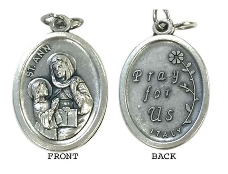 MEDAL ST ANNE SILVER OXIDE 22MM OVAL