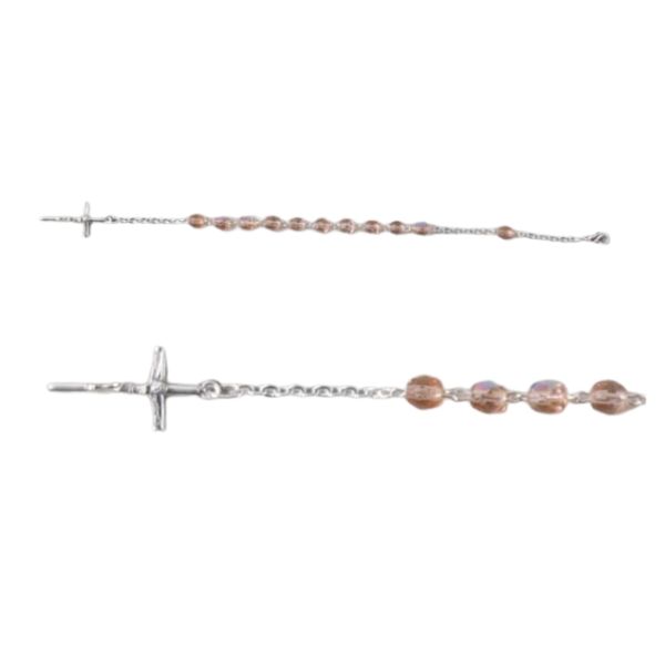ROSARY BRACELET WITH PINK GLASS BEADS