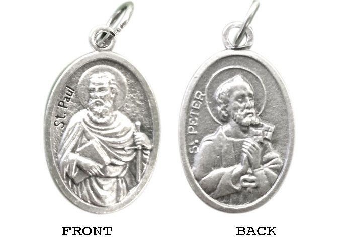 MEDAL ST PAUL/ST PETER SILVER OXIDE 22MM OVAL