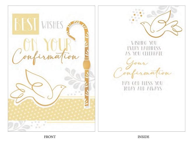 CD - CONFIRMATION CARD BEST WISHES - GOLD DOVE