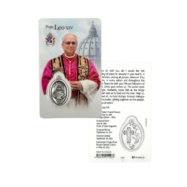 HOLY CARD LAMINATED WITH MEDAL POPE LEO XIV