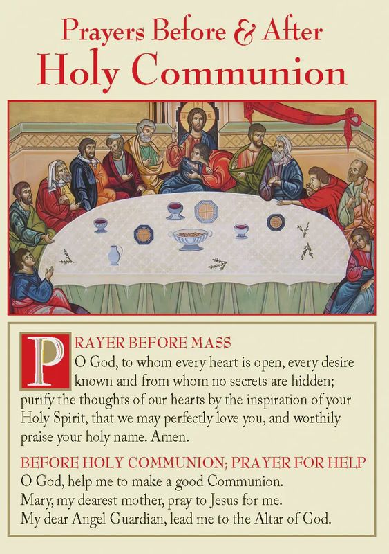 PRAYERS BEFORE AND AFTER HOLY COMMUNION WALLET CARD