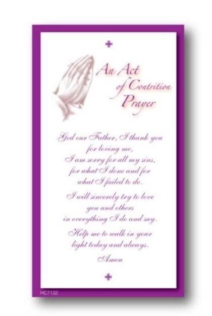 HOLY CARD - AN ACT OF CONTRITION PRAYER CARD