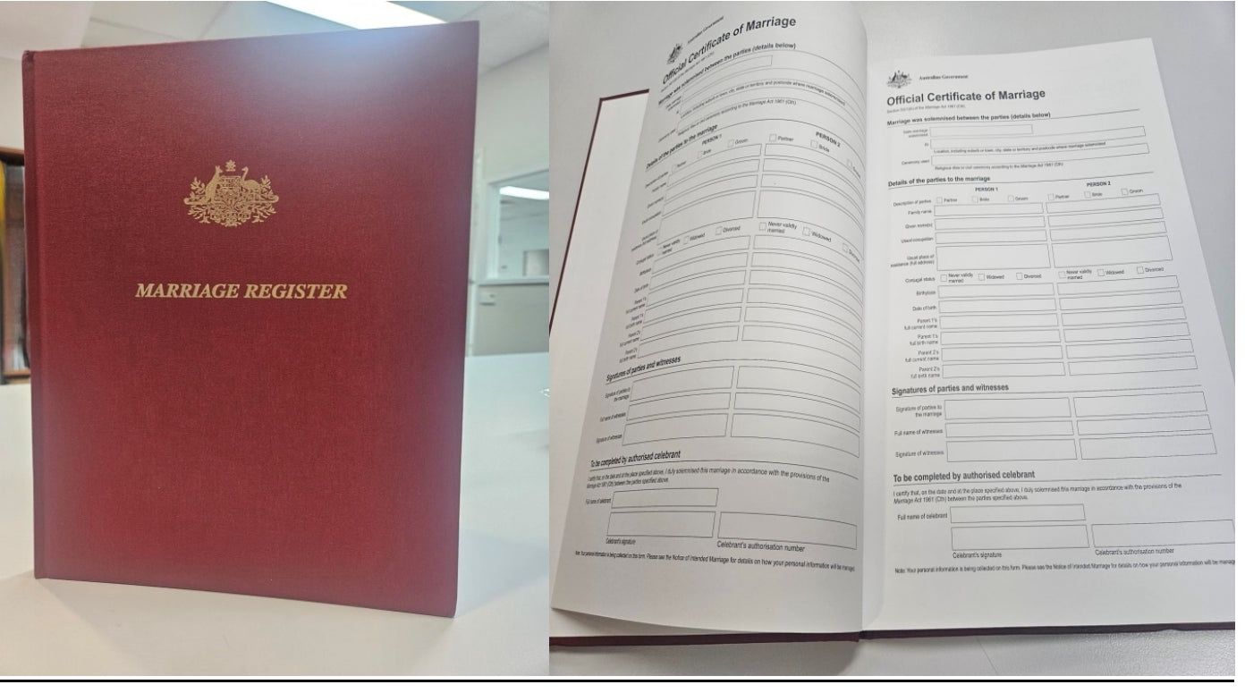 MARRIAGE REGISTER - FEDERAL GOVERNMENT AUSTRALIA