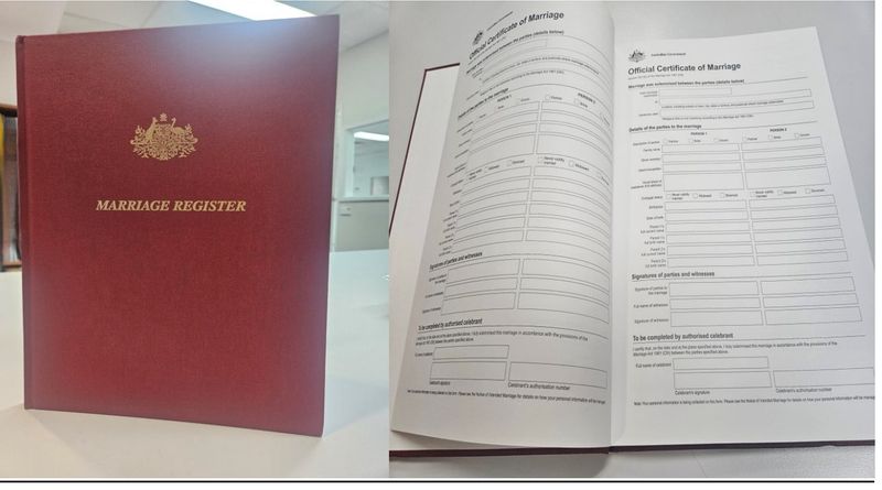 MARRIAGE REGISTER - FEDERAL GOVERNMENT AUSTRALIA