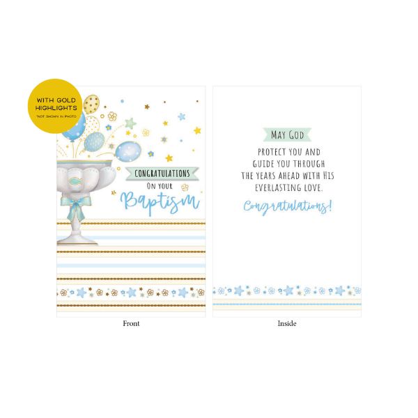CD - BAPTISM CARD CONGRATULATIONS FOILING - EMBOSSED