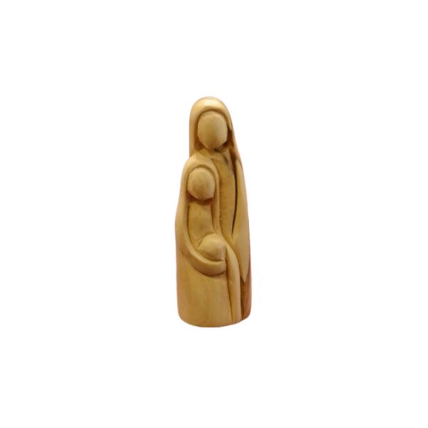 STATUE OLIVE WOOD FACELESS HOLY FAMILY 15CM