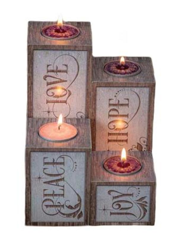 CHRISTMAS - LOVE HOPE PEACE JOY PILLAR CANDLE SET