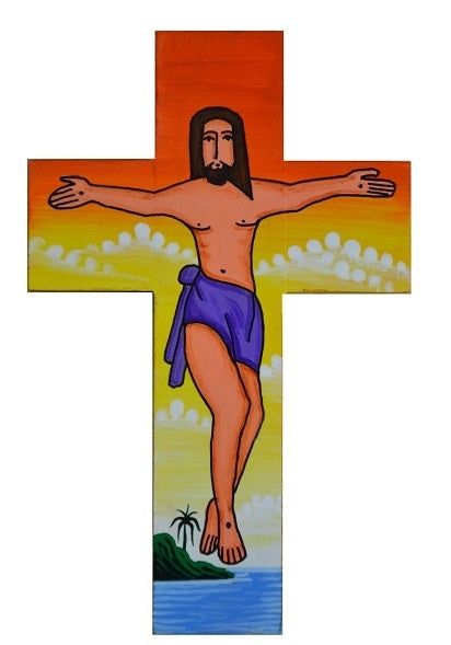 EL SALVADOR - RISEN JESUS OVER WATER CROSS 15CM