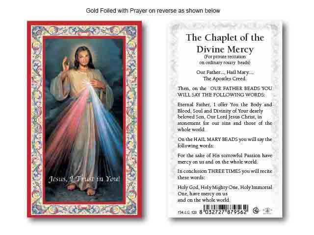 CHAPLET OF THE DIVINE MERCY HOLYCARD