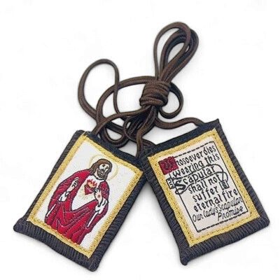 SCAPULAR - SACRED HEART OF JESUS BROWN