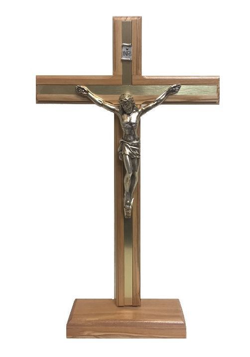 STANDING CRUCIFIX OLIVE WOOD 30CM X 18CM