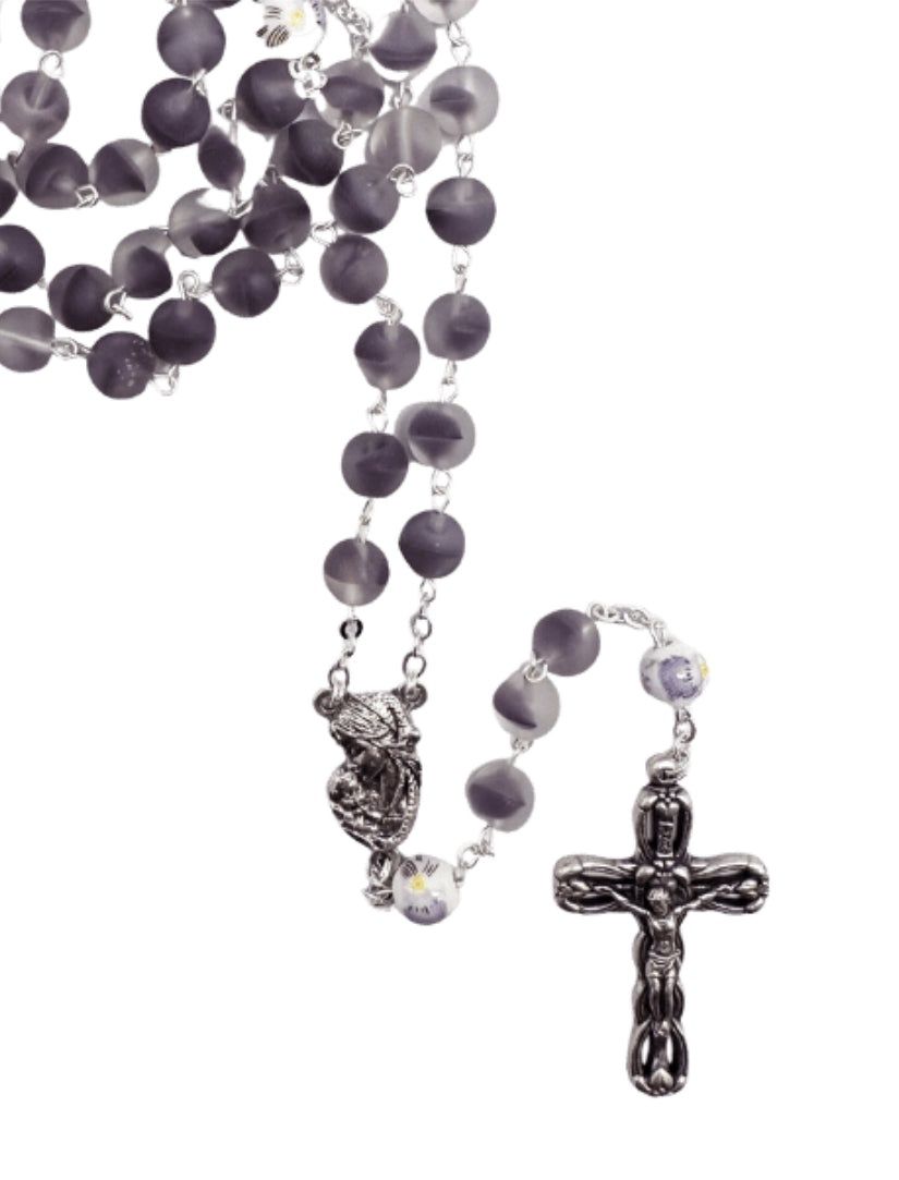 ROSARY WITH CERAMIC BEADS FROSTED PURPLE