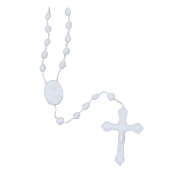 ROSARY PLASTIC WITH NYLON CORD - WHITE