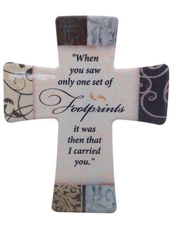 PORCELAIN CROSS - FOOTPRINTS