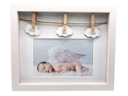 BLESS THIS CHILD PHOTO FRAME WHITE