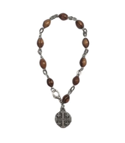 OLIVE WOOD BRACELET 2CM JERUSALEM CROSS