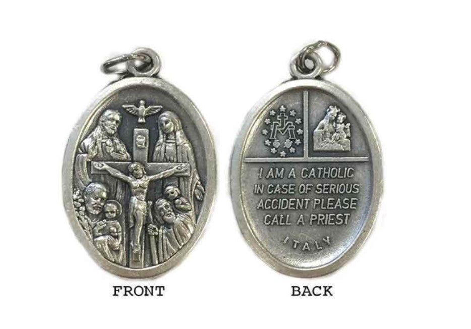 MEDAL MULTI SUBJECT SAINTS SILVER OXIDE 22MM OVAL
