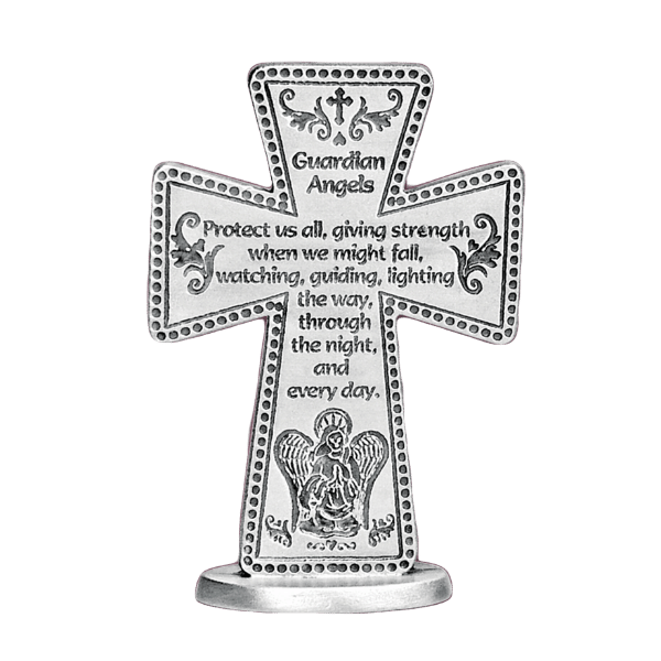 STANDING METAL MESSAGE CROSS GUARDIAN ANGELS
