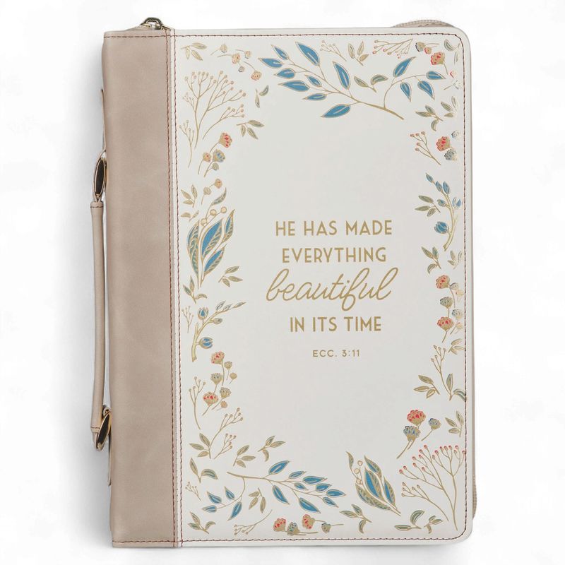 BIBLE COVER LARGE: EVERYTHING BEAUTIFUL (ECC.3:11) CREAM FLORAL COLLECTION