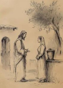 UNFRAMED SKETCH -WOMAN AT THE WELL