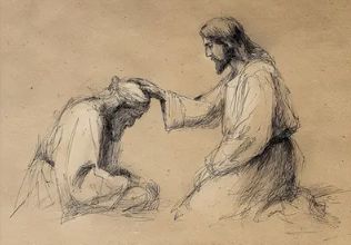 UNFRAMED SKETCH - JESUS CLEANSES THE LEPER