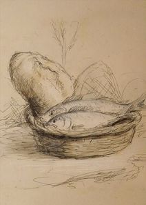 UNFRAMED SKETCH - LOAVES &amp; FISHES