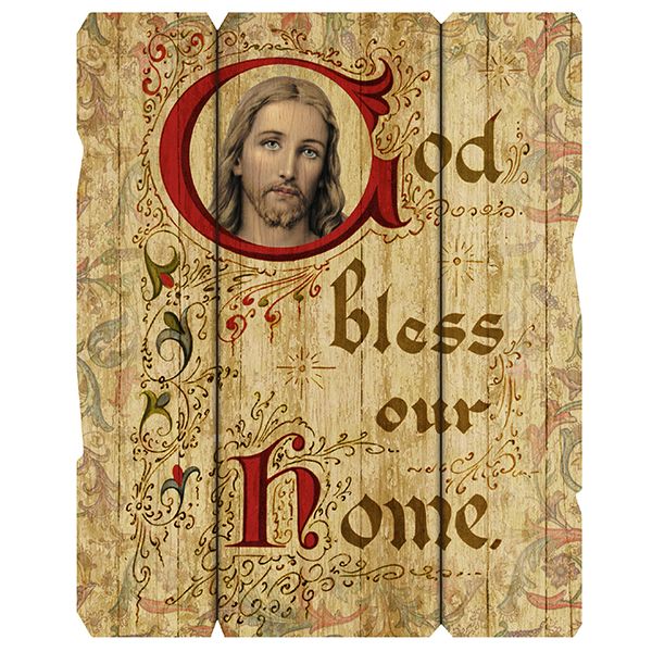 WOODEN PLAQUE VINTAGE BLESS OUR HOME