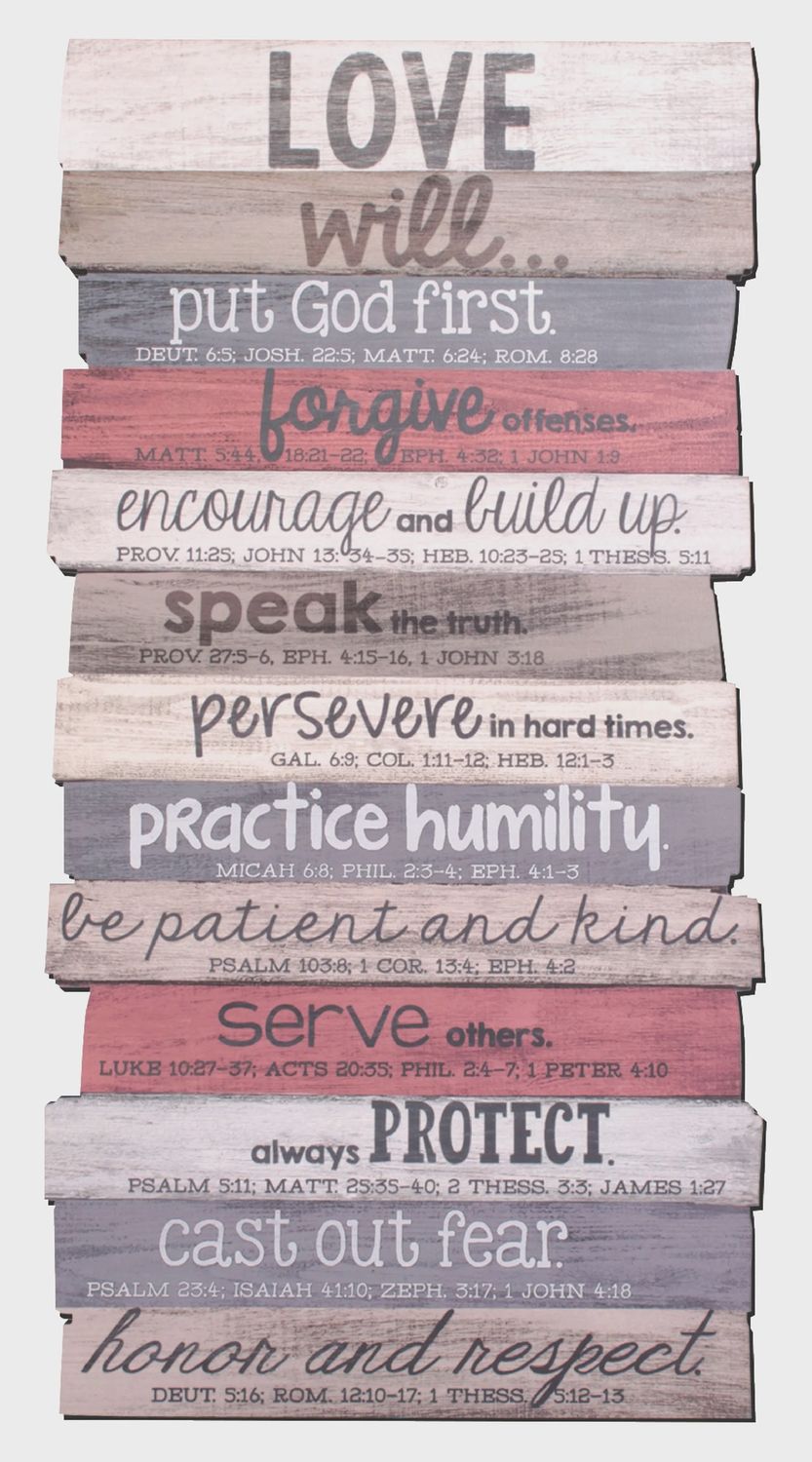 WALL PLAQUE : LOVE, STACKED WOOD, MEDIUM