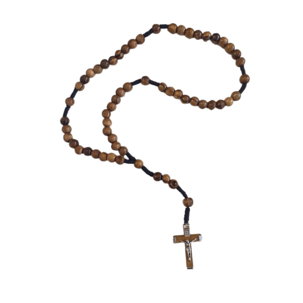 OLIVE WOOD ROSARY CORD WOOD CRUCIFIX 3CM