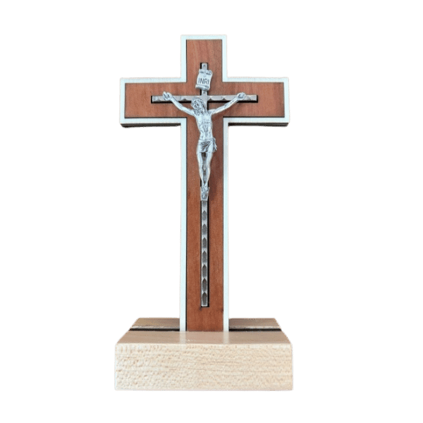 STANDING CRUCIFIX - 18CM DARK WOOD