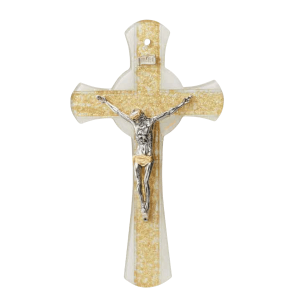 MURANO GLASS CRUCIFIX - GOLD 250MM