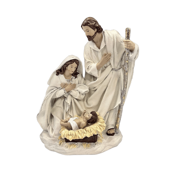 HOLY FAMILY NATIVITY SCENE WHITE
